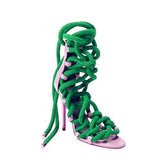 Lace Up High Heel Rope Sandals