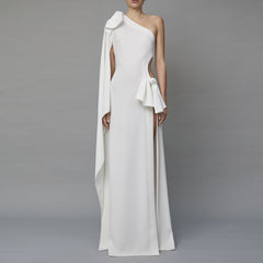 One Shoulder Cut Out Evening Dress Gown