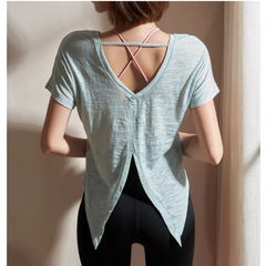 Yoga Pilates Back Opening Fitted Fitness Top