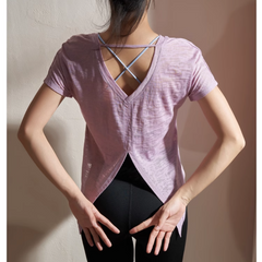 Yoga Pilates Back Opening Fitted Fitness Top
