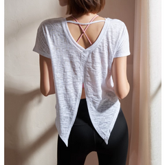 Yoga Pilates Back Opening Fitted Fitness Top