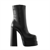 Block Heel Platform Ankle Boots