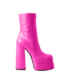 Block Heel Platform Ankle Boots