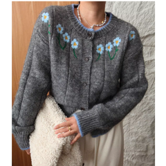 Flower Embroidery Knitwear Cardigan