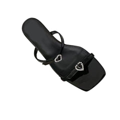 Diamante Heart Slipper Slides