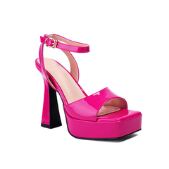 Ankle Strap Patent Leather Platform Sandals