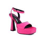 Ankle Strap Satin Platform Sandals