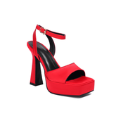 Ankle Strap Satin Platform Sandals