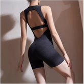 Yoga Pilates Backless Fitted Bodysuit Activewear