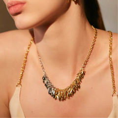 Bi-Color Fringed Necklace