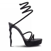 Diamante Wrap High Heel Platform Sandals
