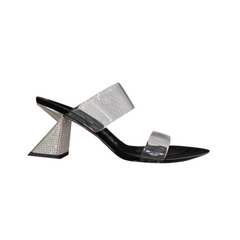 Diamante PVC Mules Sandals - 8.5cm