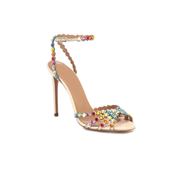 Diamante Ankle Strap Suede High Heel Sandals - 10c