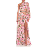 Printed Cut Out Slip Dress