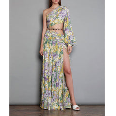 Printed Cut Out Slip Dress