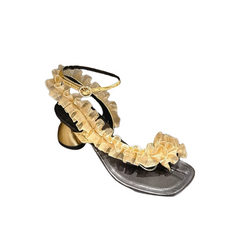 Ruffled Sculptured Heel Sandals