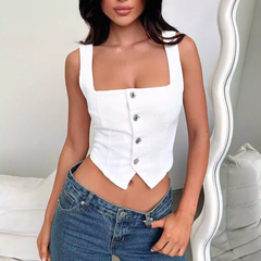 Button Cropped Cami Top