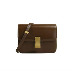 Metal Lock Leather Cross Body Bag