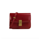 Metal Lock Leather Cross Body Bag