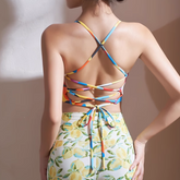 Yoga Pilates Lace Up Fitted Sports Bra