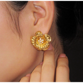 Diamante Flower Ear Studs Earrings - Pair