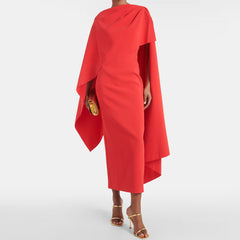 Asymmetric Cape Evening Dress Gown
