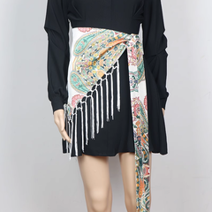 Printed Fringed Girdle Belt