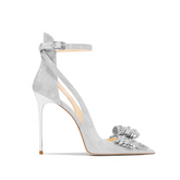 Diamante Bow High Heel Sandals - 10cm