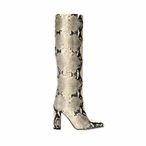 Printed Leather Knee High Boots