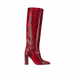 Printed Leather Knee High Boots
