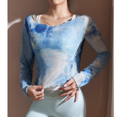 Yoga Pilates Gradient Color Fitted Fitness Top