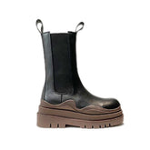 Basic Bi-Color Leather Ankle Boots