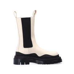 Bi-Color Leather Ankle Boots