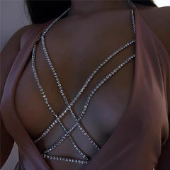 Diamante Cross Upper Body Chain