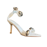Metal Embellished Mid Heel Sandals
