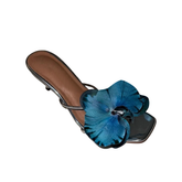 Flower Kitten Heel Mules Sandals