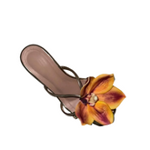 Flower Kitten Heel Mules Sandals