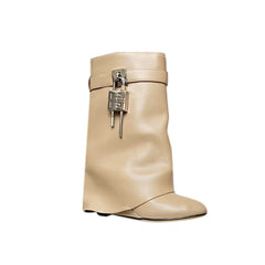 Lock Detailed Wedged Heel Ankle Boots