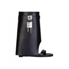 Lock Detailed Wedged Heel Ankle Summer Boots