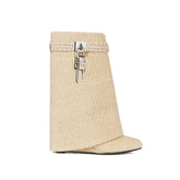 Lock Detailed Wedged Heel Ankle Boots