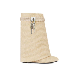 Lock Detailed Wedged Heel Ankle Boots