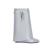 Lock Detailed Wedged Heel Ankle Boots