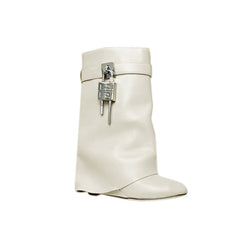 Lock Detailed Wedged Heel Ankle Boots