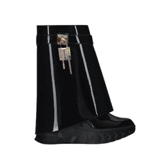 Lock Detailed Wedged Heel Patent Leather Ankle Boo