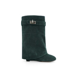 Suede Wedged Heel Ankle Boots