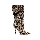 Stiletto Heel Printed Slouchy Ankle Boots