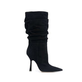 Stiletto Heel Suede Slouchy Ankle Boots