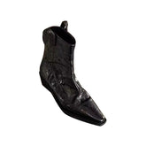 Leather Western Crow Ankle Boots