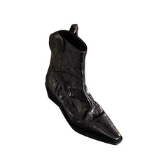 Leather Western Crow Ankle Boots