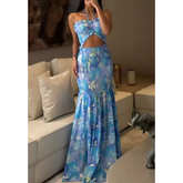 Cut Out Printed Maxi Dress